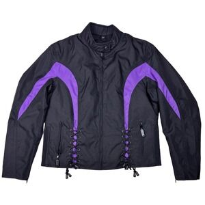 Nexgen Motorcycle Jacket Women Zip-Out Liner Waterproof Black Purple Large Biker